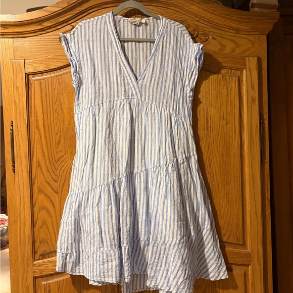 Vineyard Vines Jet Stripe Tiered Linen Dress - Picture 2 of 7